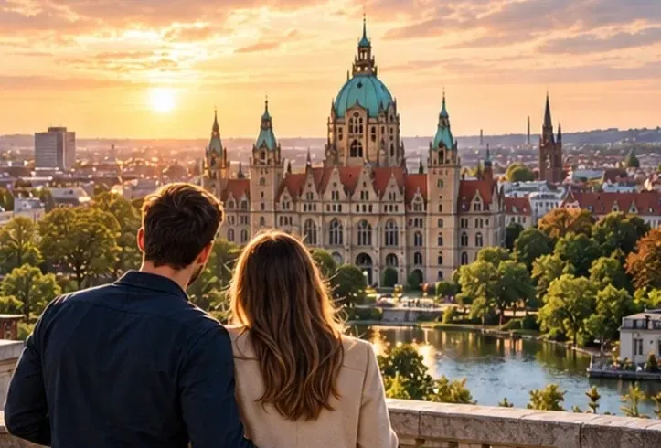 Blick auf das Neue Rathaus in Hannover